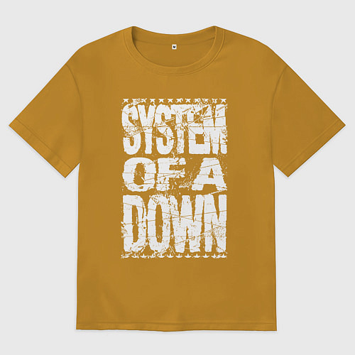 Мужская футболка оверсайз System of a down - stencil / Горчичный – фото 1