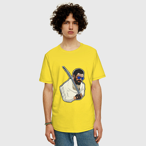 Мужская футболка оверсайз White samurai / Желтый – фото 3