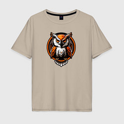 Футболка оверсайз мужская Оранжевая сова, цвет: миндальный