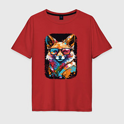 Футболка оверсайз мужская Abstract Colorful Fox, цвет: красный