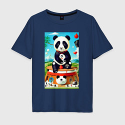 Мужская футболка оверсайз Панда на постаменте - сюрреализм