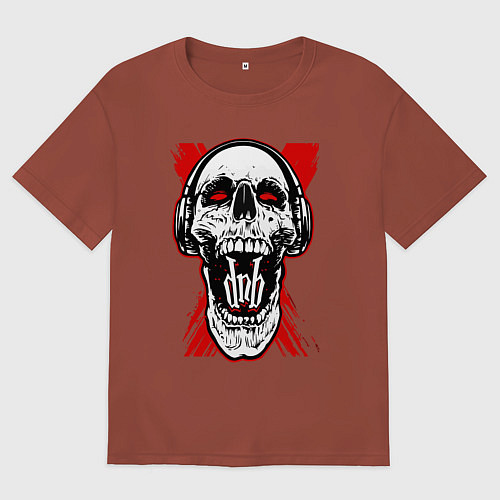 Мужская футболка оверсайз DnB skull / Кирпичный – фото 1