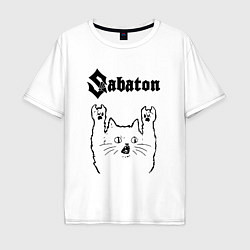 Футболка оверсайз мужская Sabaton - rock cat, цвет: белый