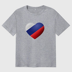 Мужская футболка оверсайз Флаг России в сердце