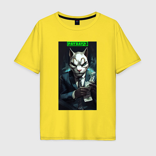 Мужская футболка оверсайз Payday 3 cat / Желтый – фото 1