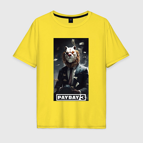Мужская футболка оверсайз Payday 3 lion mask / Желтый – фото 1