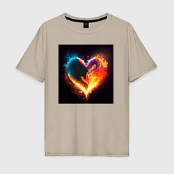 Мужская футболка оверсайз Пылающее сердце - нейросеть