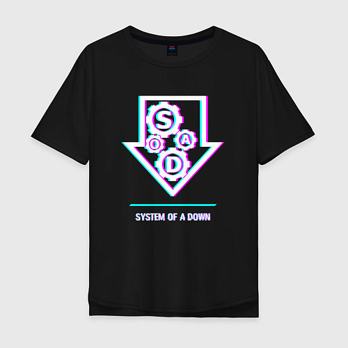 Мужская футболка оверсайз System of a Down glitch rock / Черный – фото 1