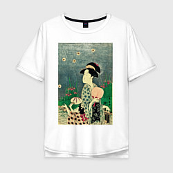 Мужская футболка оверсайз Утамаро Китагава - гравюра Ловля светлячков