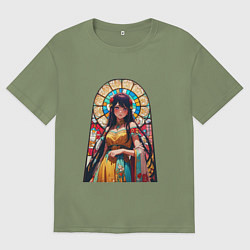 Мужская футболка оверсайз Ай хоширо - витраж