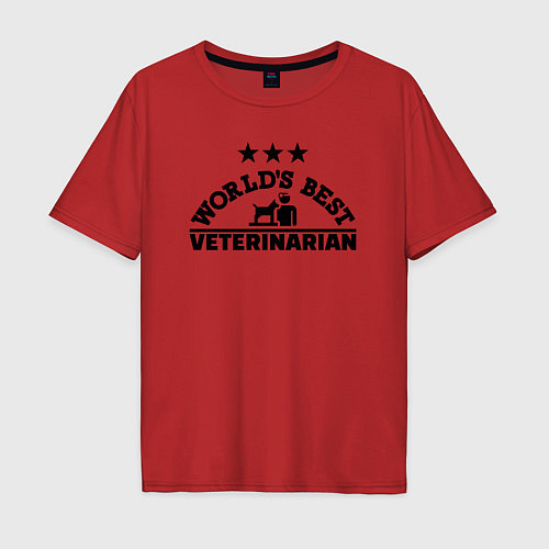 Мужская футболка оверсайз Лучший ветеринар в мире / Красный – фото 1