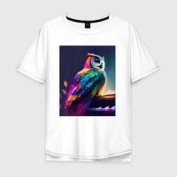 Мужская футболка оверсайз Музыкальная сова - нейросеть