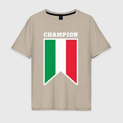 Футболка оверсайз мужская Италия чемпион, цвет: миндальный