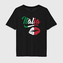 Футболка оверсайз мужская Поцелуй Италии, цвет: черный