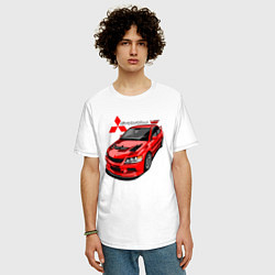Футболка оверсайз мужская Lancer Evolution 8, цвет: белый — фото 2
