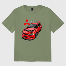 Футболка оверсайз мужская Lancer Evolution 8, цвет: авокадо