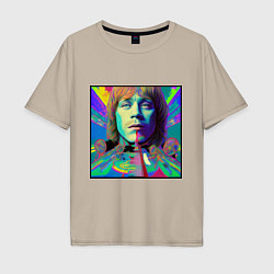 Футболка оверсайз мужская Brian Jones Glitch Modern Art, цвет: миндальный