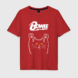 Футболка оверсайз мужская David Bowie rock cat, цвет: красный