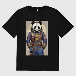 Мужская футболка оверсайз Крутой панда - стимпанк от нейроарт
