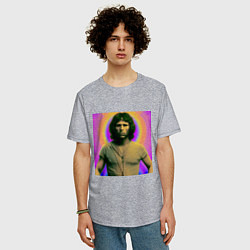 Футболка оверсайз мужская Jim Morrison Galo Glitch Art, цвет: меланж — фото 2