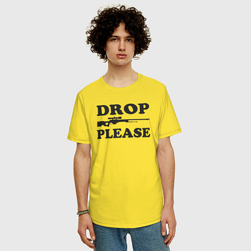 Мужская футболка оверсайз Please drop / Желтый – фото 3