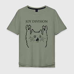 Футболка оверсайз мужская Joy Division - rock cat, цвет: авокадо