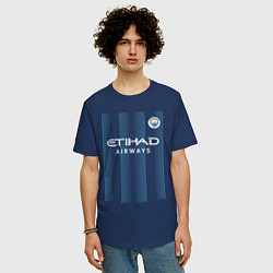 Футболка оверсайз мужская Эрлинг Холанд Манчестер Сити форма 2324, цвет: тёмно-синий — фото 2