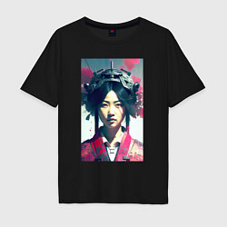 Мужская футболка оверсайз Japanese girl - cyberpunk - neural network