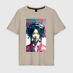Мужская футболка оверсайз Japanese girl - cyberpunk - neural network