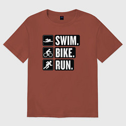 Мужская футболка оверсайз Swim bike run