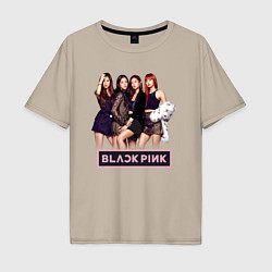 Футболка оверсайз мужская Rose Blackpink kpop, цвет: миндальный