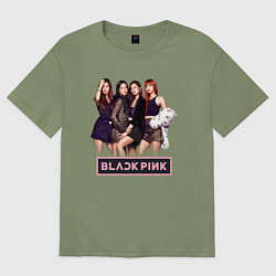 Футболка оверсайз мужская Rose Blackpink kpop, цвет: авокадо