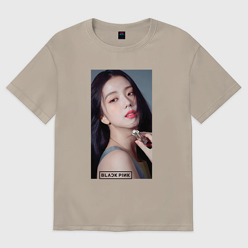 Мужская футболка оверсайз Kim Jisoo / Миндальный – фото 1