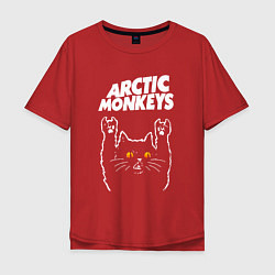 Футболка оверсайз мужская Arctic Monkeys rock cat, цвет: красный