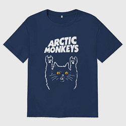 Футболка оверсайз мужская Arctic Monkeys rock cat, цвет: тёмно-синий