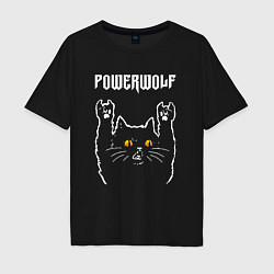 Футболка оверсайз мужская Powerwolf rock cat, цвет: черный