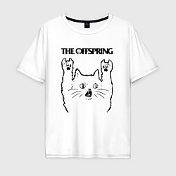 Футболка оверсайз мужская The Offspring - rock cat, цвет: белый