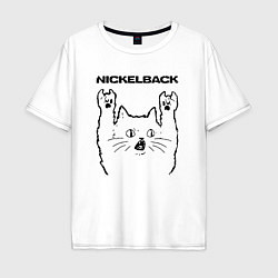 Футболка оверсайз мужская Nickelback - rock cat, цвет: белый