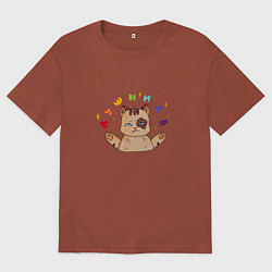 Мужская футболка оверсайз Котик душнила