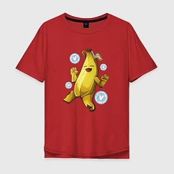 Футболка оверсайз мужская Банан с В-баксами Фортнайт, цвет: красный