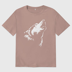 Мужская футболка оверсайз Волк воет