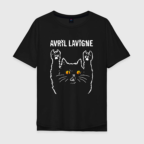 Мужская футболка оверсайз Avril Lavigne rock cat / Черный – фото 1