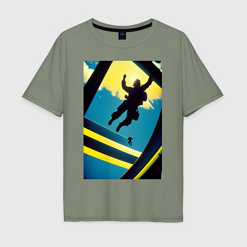 Мужская футболка оверсайз Два парашютиста / Авокадо – фото 1