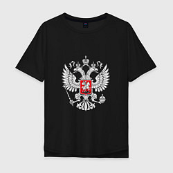 Мужская футболка оверсайз Герб России серебро