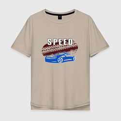 Мужская футболка оверсайз Машина с надписью Скорость