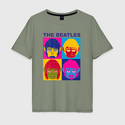 Футболка оверсайз мужская The Beatles color, цвет: авокадо