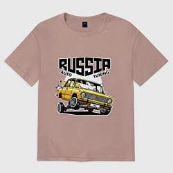 Футболка оверсайз мужская Russia tuning car, цвет: пыльно-розовый