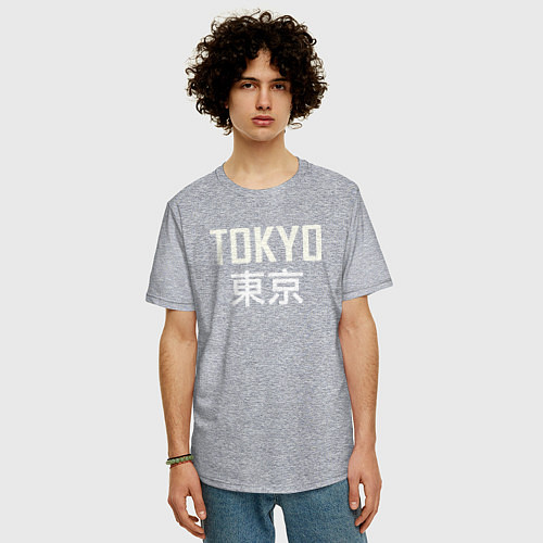 Мужская футболка оверсайз Japan - Tokyo / Меланж – фото 3