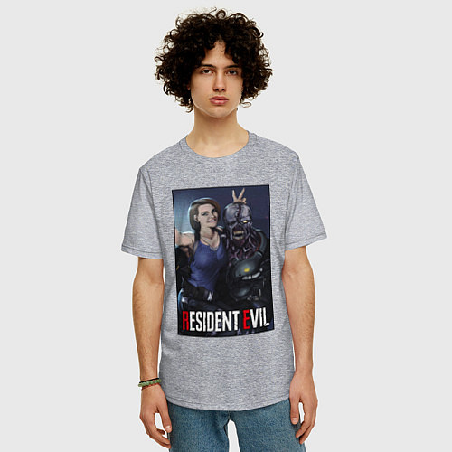 Мужская футболка оверсайз Resident frendship / Меланж – фото 3