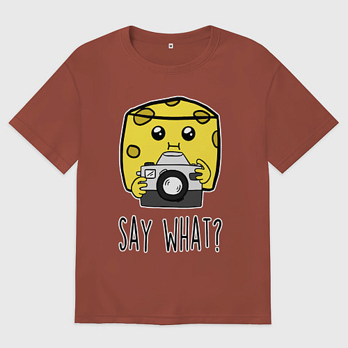 Мужская футболка оверсайз Cheese photographer / Кирпичный – фото 1